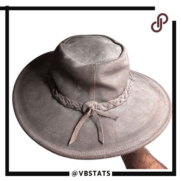 Minnetonka Unisex Genuine Leather Western Cowboy The Fold Up Hat Brown Medium - Picture 2 of 7